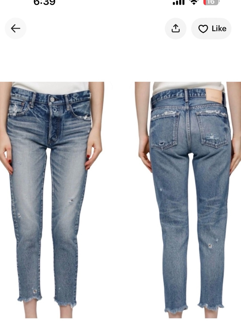 Moussy Vintage Merry Distressed High Waist Tapered Leg Jeans Size 26.